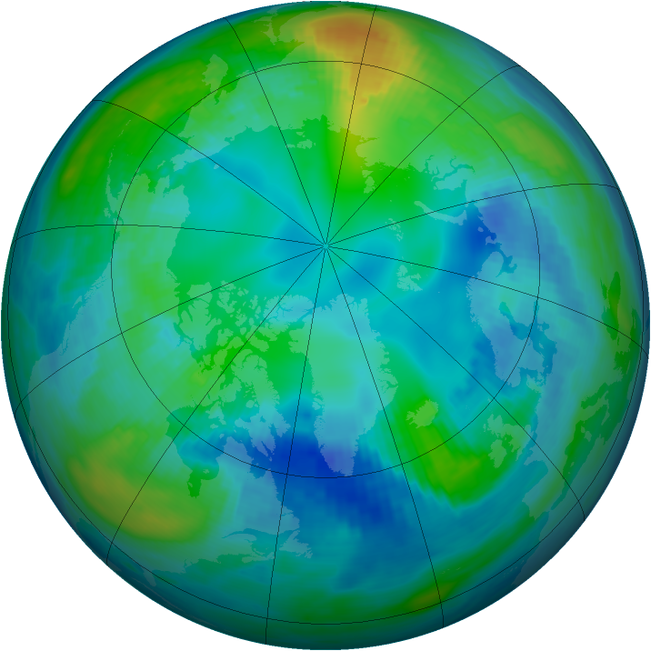 Arctic ozone map for 03 November 1991